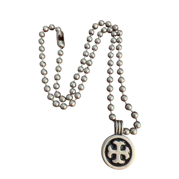 Ball Chain Pendant Necklace Circle Maltese Cross Pendant Unisex 19" Chain - Picture 4 of 5